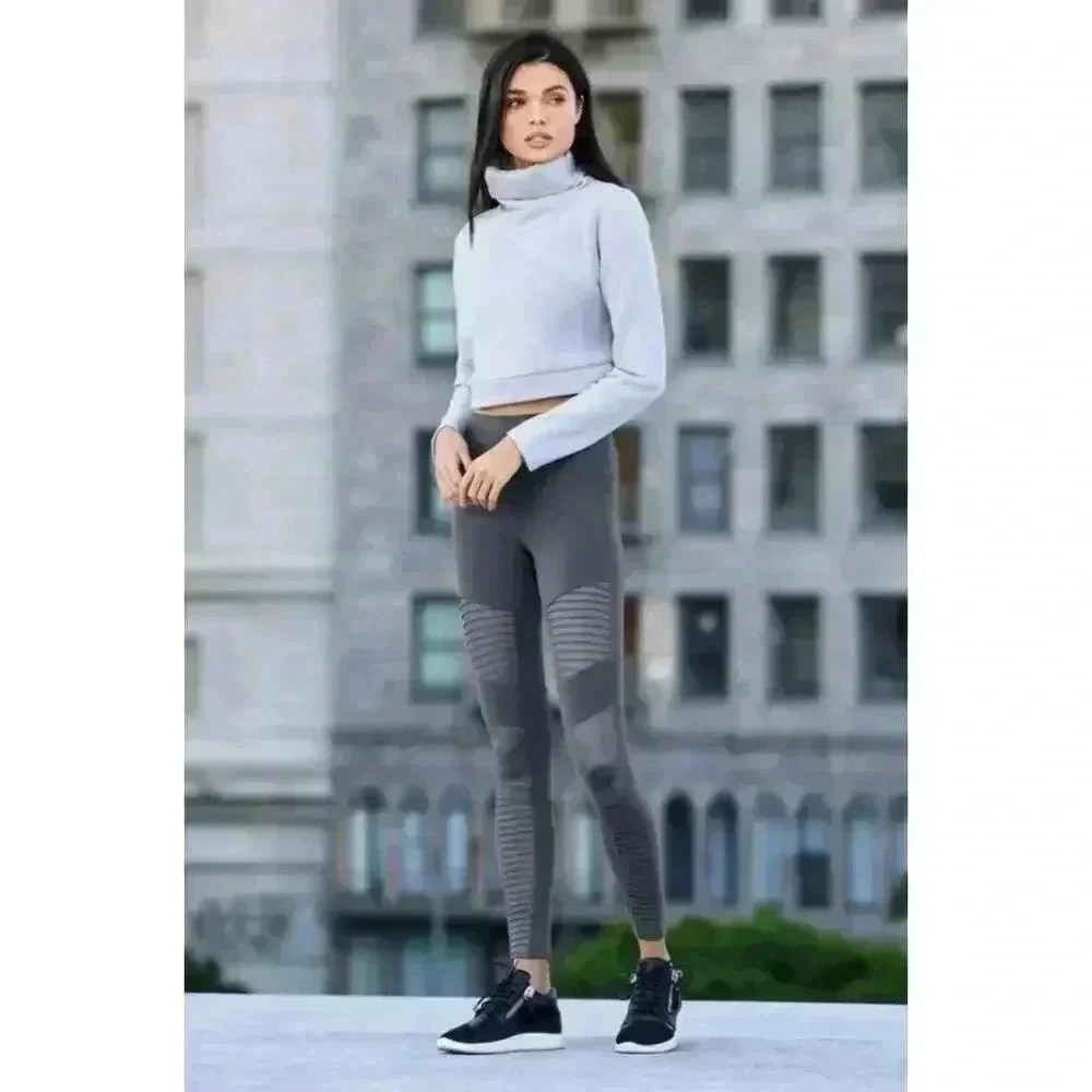 Alo Yoga High Rise Moto Leggings Gray Size XS‎